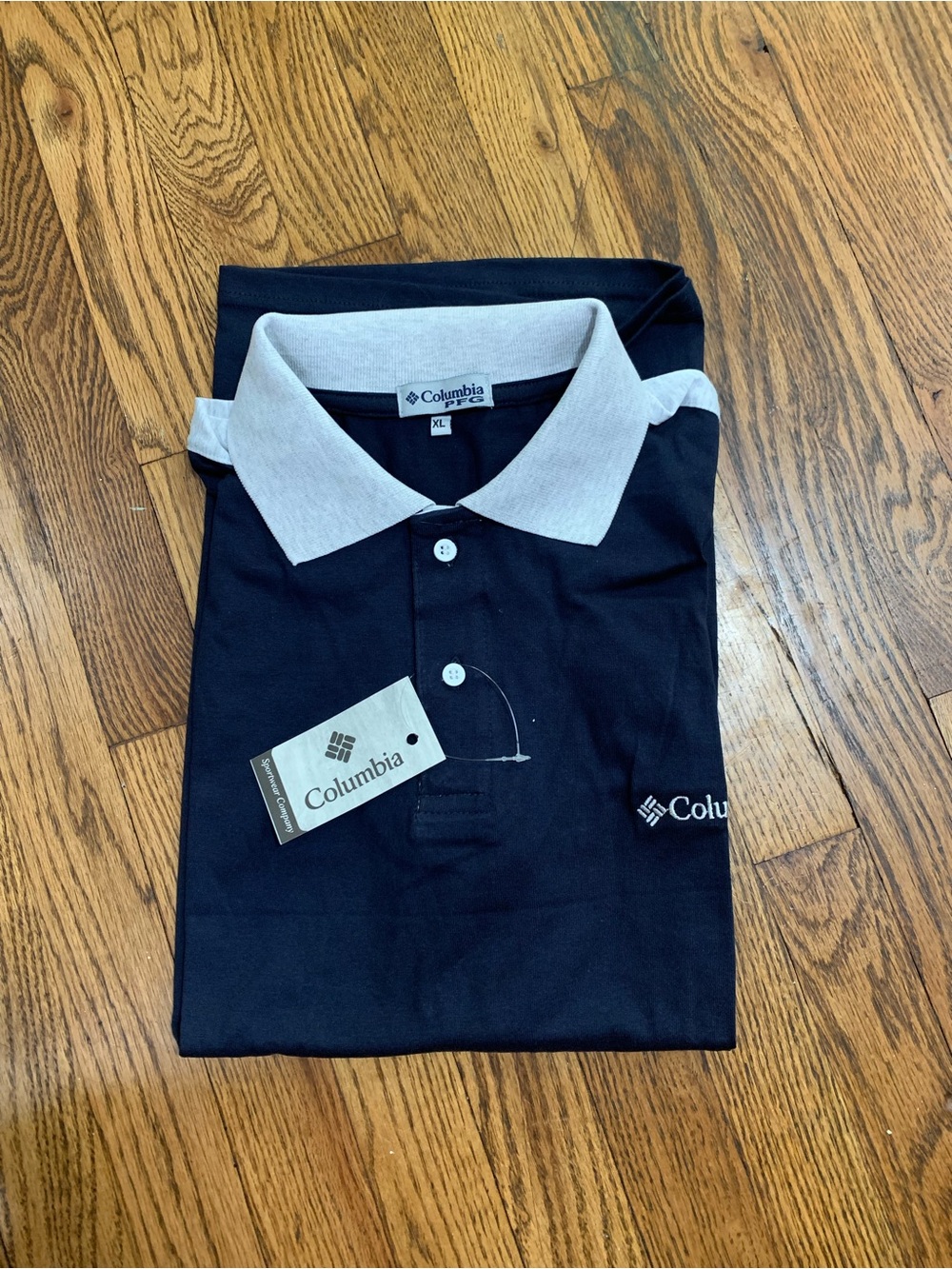 Columbia Men’s Black Polo with Light Gray Contrast Collar